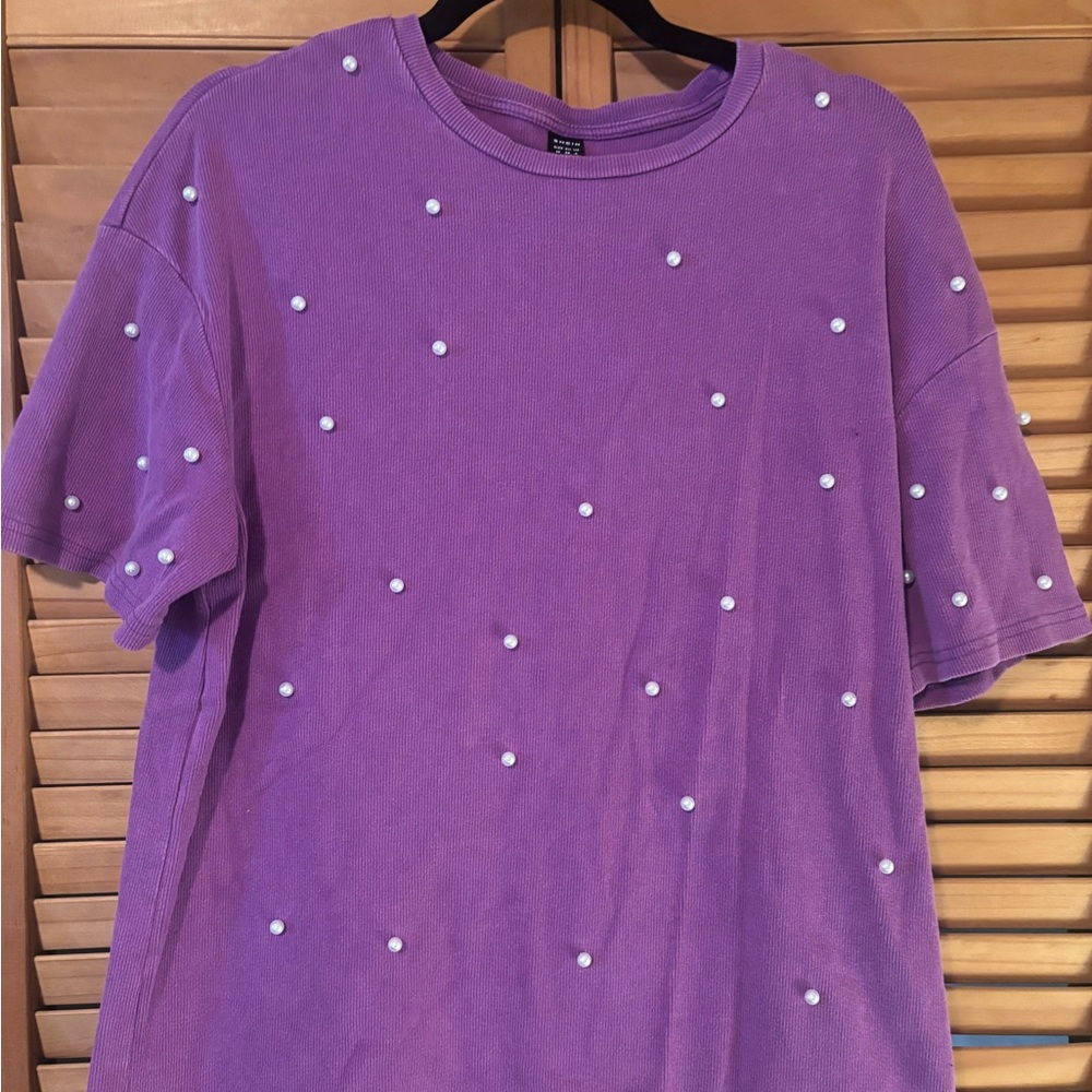SHEIN Lavender Pearl Ribbed Top - Picture 5 of 5